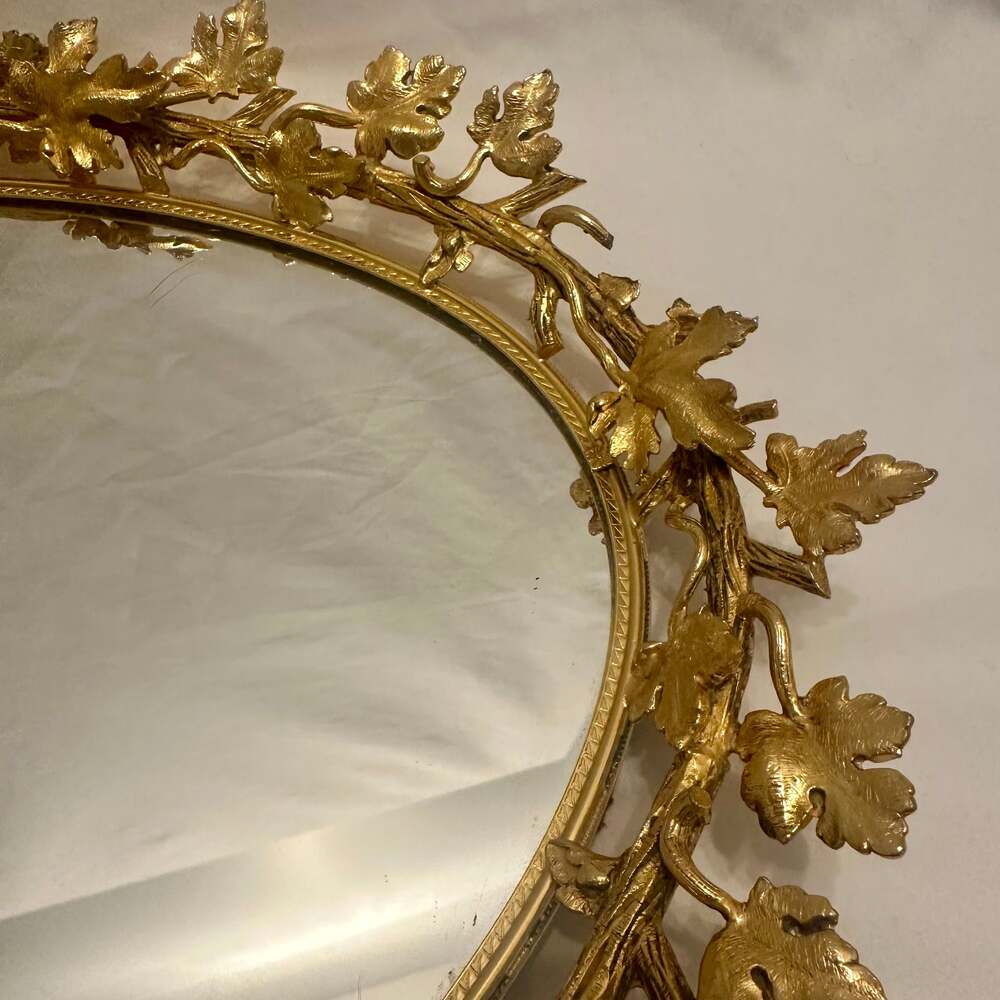 Vintage Hollywood Regency Gold Mirrored Dresser Tray or Wall Mirror, 1960s RARE - Picture 13 of 16
